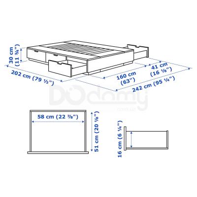 Кровать NORDLI 003.498.49 IKEA (ИКЕА НОРДЛИ), фото 6