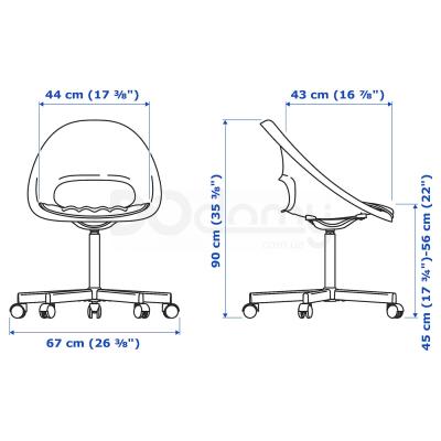 Поворотный стул LOBERGET / BLYSKAR 893.319.16 IKEA (ИКЕА LOBERGET/BLYSKÄR), фото 6