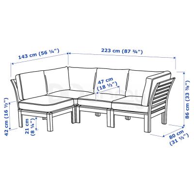 Диван угловой садовый APPLARO 993.053.37 IKEA (ИКЕА ЭПЛАРО), фото 6