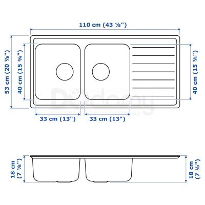 Подвійна мийка VATTUDALEN 091.581.90 IKEA (ИКЕА ВАТТУДАЛЕН), фото 7