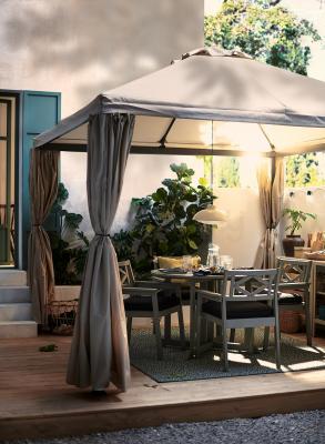 Стіл + 4 стільці з підлокітником BONDHOLMEN 293.304.82 IKEA (ИКЕА BONDHOLMEN), фото 7