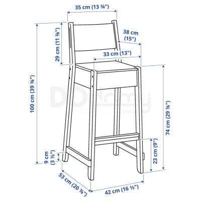 Стул барный NORRAKER 204.290.10 IKEA (ИКЕА НОРРОКЕР), фото 5