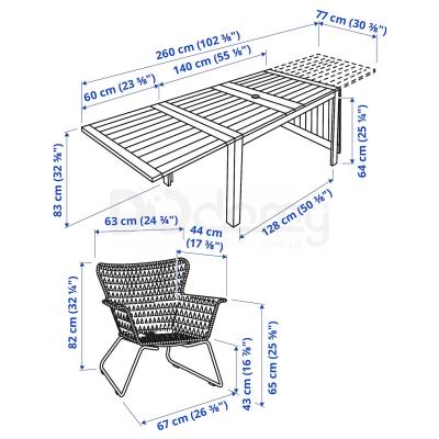 Комплект меблів садової ÄPPLARÖ/HÖGSTEN 098.985.26 IKEA (ИКЕА ЭПЛАРО / ХЭГСТЕН), фото 8