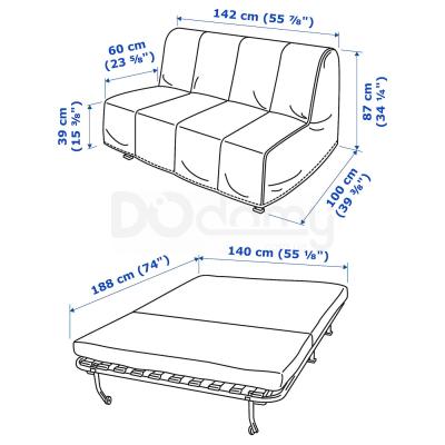 2-місний диван - ліжко LYCKSELE LÖVÅS 993.870.07 IKEA (ИКЕА ЛЫКСЕЛЕ ЛЁВОС), фото 6