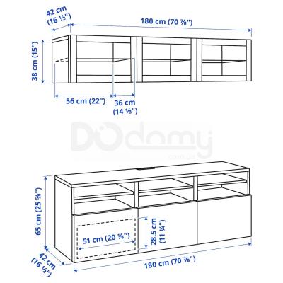 BESTÅ Сочетание телевизора / стеклянных дверей 180x42x192 cm, фото 11