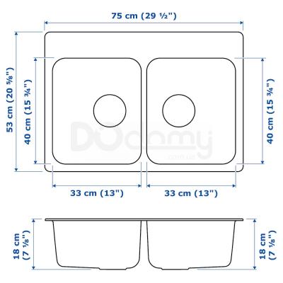 Подвійна мийка LÅNGUDDEN 191.574.87 IKEA (ИКЕА ЛОНГУДДЕН), фото 7
