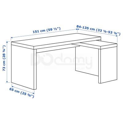 Стіл письмовий з висувною панеллю MALM 702.141.92 IKEA (ИКЕА МАЛЬМ), фото 7