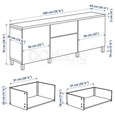 BESTÅ Комод з шухлядами 180x42x76 cm, фото 5