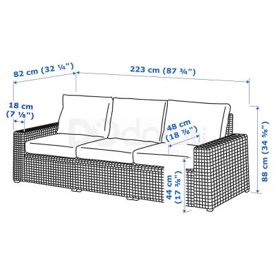 3-местный модульный диван SOLLERON 192.877.66 IKEA (ИКЕА SOLLERÖN), фото 7