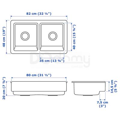 Подвійна раковина HAVSEN 792.502.65 IKEA (ИКЕА ХАВСЕН), фото 5