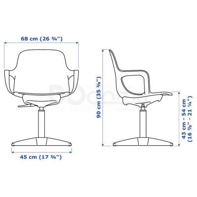 Стул поворотный ODGER 703.086.85 IKEA (ИКЕА ОДГЕР), фото 12