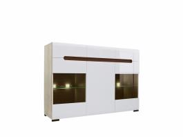 Комод BRW AZTECA KOM2W1D3S/10/15 білий блиск, дуб сан Ремо, фото