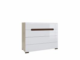 Комод BRW AZTECA KOM4S/8/11 білий блиск, дуб сан ремо, фото