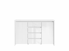Комод BRW KASPIAN KOM2D4S Белый/Белый блеск, фото