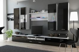 Стенка CAMA DREAM II Белый матовый / Черный глянец, фото