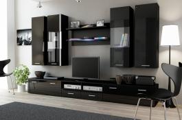 Стенка CAMA DREAM II Черный матовый / Черный глянец, фото