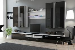 Стенка CAMA DREAM IIIБилий матовый / Черный глянец, фото