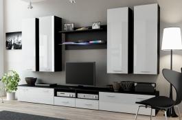 Стенка CAMA DREAM III Черный матовый / Белый глянец, фото