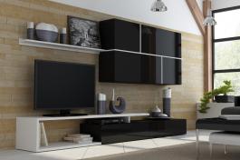 Стінка CAMA GOYA чорний матовий/чорний глянець/білий матовий, фото