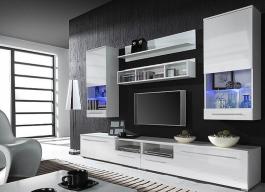 Стенка CAMA LUNA Белый матовый / Белый глянец, фото