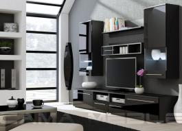 Стенка CAMA LUNA Черный матовый / Черный глянец, фото