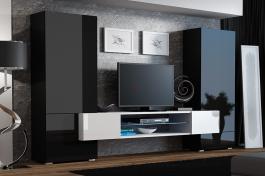 Стенка CAMA TORI Черный матовый/Белый глянец, фото