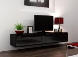 Тумба ТВ CAMA VIGO Черный матовый/Черный глянец, фото