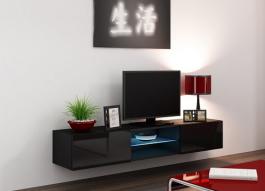 Тумба ТВ CAMA VIGO GLASS Черный матовый / Черный глянец, фото