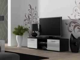 Тумба ТВ CAMA 140 SOHO чорний матовий/білий глянець, фото