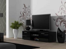 Тумба ТВ CAMA 140 SOHO чорний матовий/чорний глянець, фото