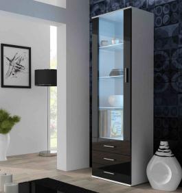 Витрина высокая CAMA SOHO Белый матовый / Черный глянец, фото