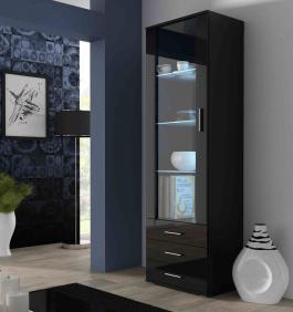 Витрина высокая CAMA SOHO Черный матовый / Черный глянец, фото