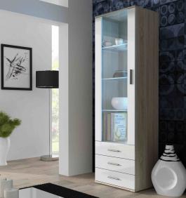 Вітрина висока CAMA SOHO дуб сонома/білий глянець, фото