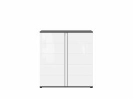 Комод BRW GRAPHIC S343 KOM2D/A-SZW/BIP Сірий вольфрам/білий блиск, фото