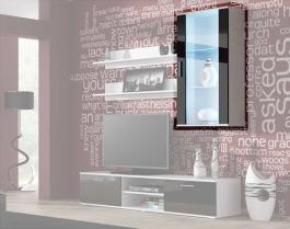 Витрина навесная CAMA SOHO Белый матовый / Черный глянец, фото