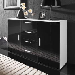 Комод CAMA UNI SOHO білий матовий/чорний глянець, фото