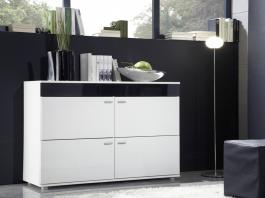 Комод CAMA Logo II білий матовий/чорний глянець/білий глянець, фото
