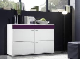 Комод CAMA Logo II білий матовий/Фіолетовий глянець/білий глянець, фото