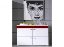 Комод CAMA Logo II Белый матовый / Бордовый глянец / Белый глянец, фото