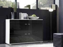 Комод CAMA Logo II Белый матовый / Черный глянец, фото