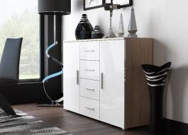 Комод CAMA Uni Дуб Сонома / Белый глянец, фото