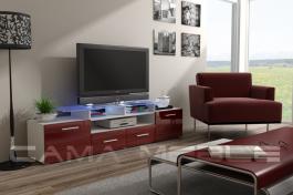 Тумба ТВ CAMA EVORA Белый матовый / Бордо глянец, фото