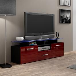 Тумба ТВ CAMA EVORA MINI Черный матовый / Бордо глянец, фото