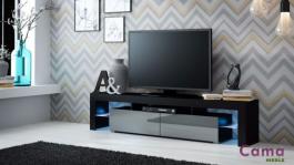 Тумба ТВ CAMA SOLO Черный матовый / Серый глянец, фото