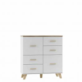 Комод CAMA LOTTA 2D4S Белый / Дуб Сонома, фото