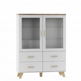 Витрина CAMA LOTTA 2D4S Белый / Дуб Сонома, фото