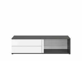 Тумба під телевізор BRW GRAPHIC S343 RTV2S/142/A-SZW/BIP Сірий вольфрам/білий блиск, фото