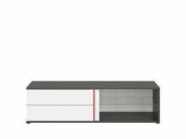 Тумба під телевізор BRW GRAPHIC S343 RTV2S/142/B-SZW/BI/CZ Сірий вольфрам/білий/Червоний, фото