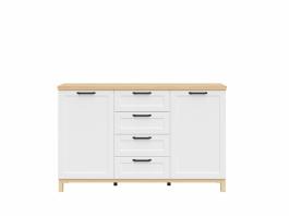 Комод BRW HAGA KOM2D4S Белый канадский / Польский дуб, фото