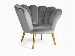 Крісло SIGNAL Magnolia Velvet Сірий/Золотий, фото